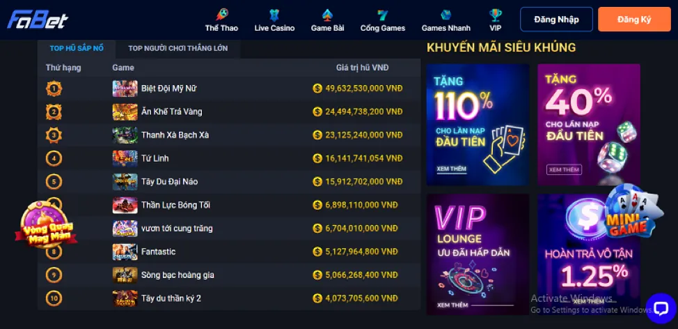 Chương trình VIP và thưởng đặc biệt